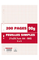 Sachet 200 feuilles simples a4 petits carreaux