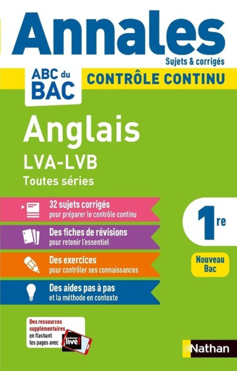 Annales ABC du BAC 2024 Anglais 1re - Corrigé - Léger Sylvie, Arnette Clémence, Dessoliers Carole, Brouteele Christelle - NATHAN