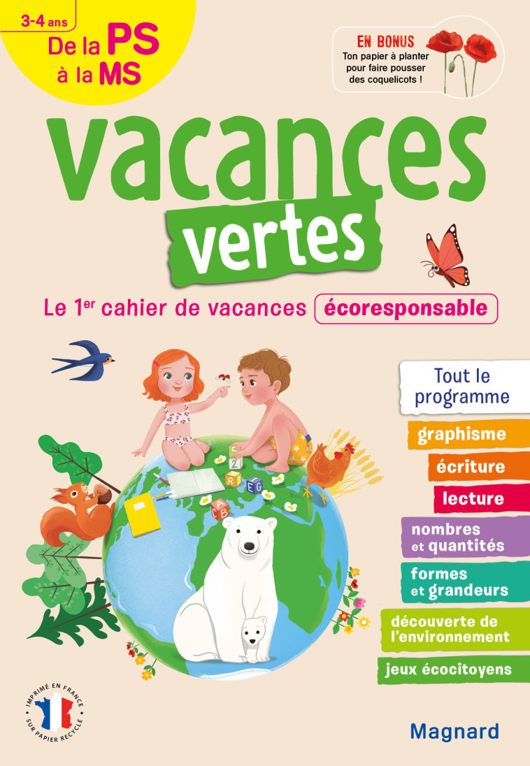 Cahier de vacances 2023, de la PS vers la MS 3-4 ans - Vacances vertes - Emilie FORNY, Julie BRACCHI, Emilie FORNY, Julie BRACCHI - MAGNARD