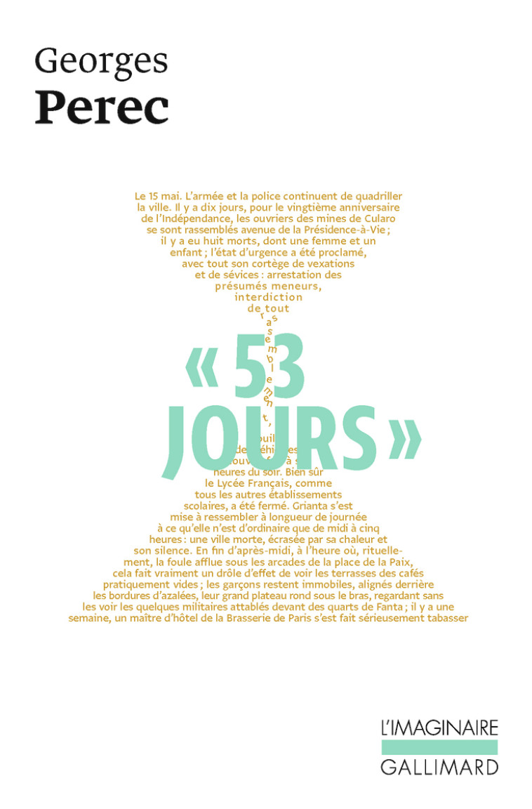 "53 jours" - Georges Perec, Harry Mathews, Jacques Roubaud - GALLIMARD