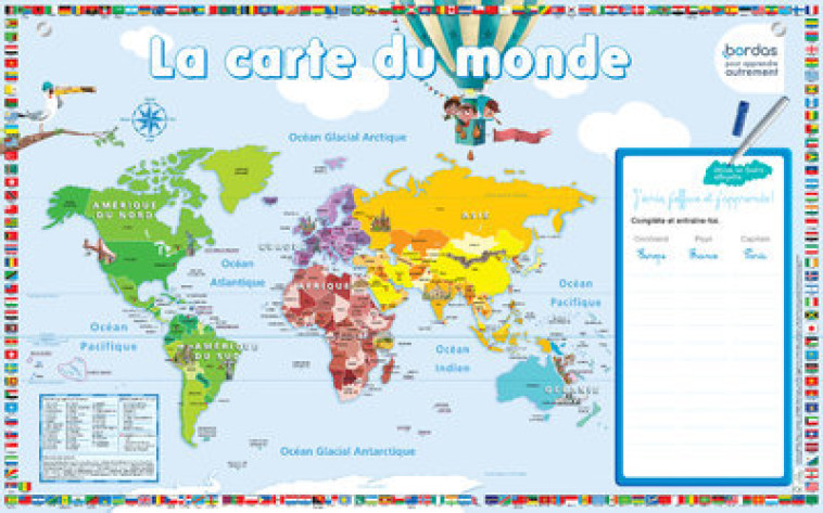 Les posters ardoises - La carte du monde - Nicolas Francescon - BORDAS