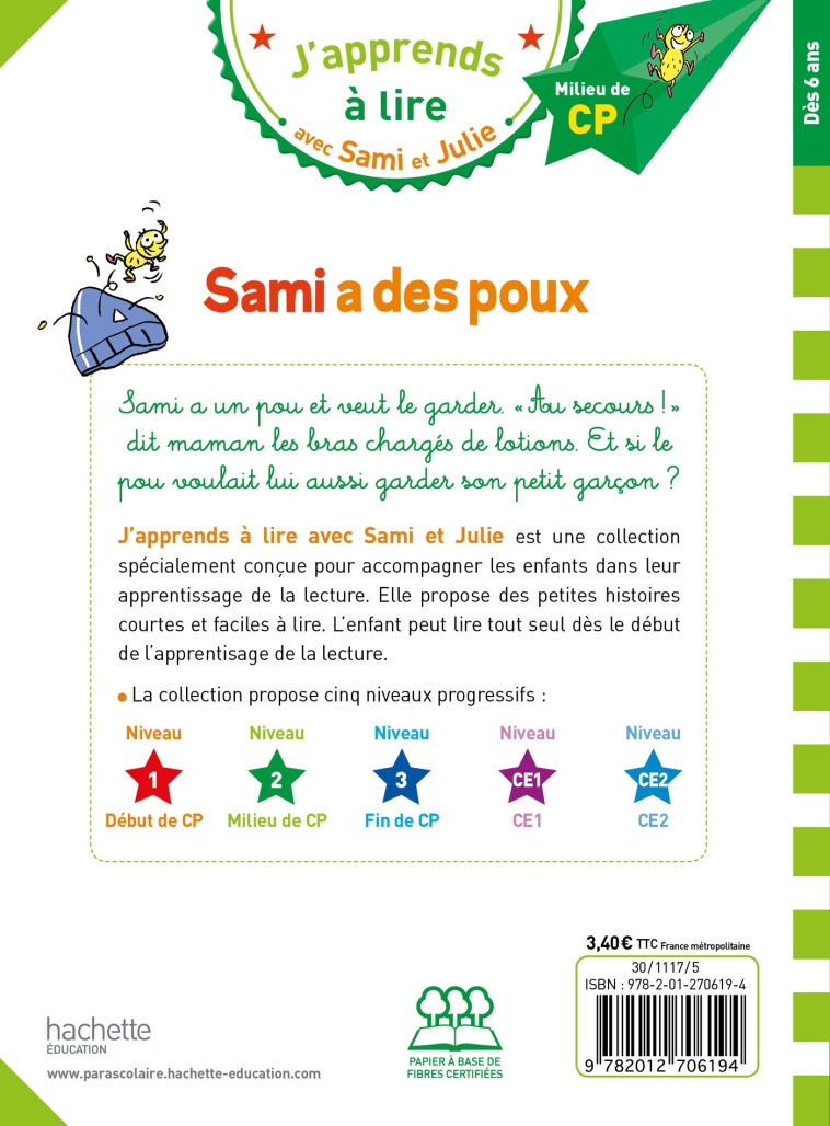 Sami et Julie CP Niveau 2 Sami a des poux - Léo Lamarche - HACHETTE EDUC