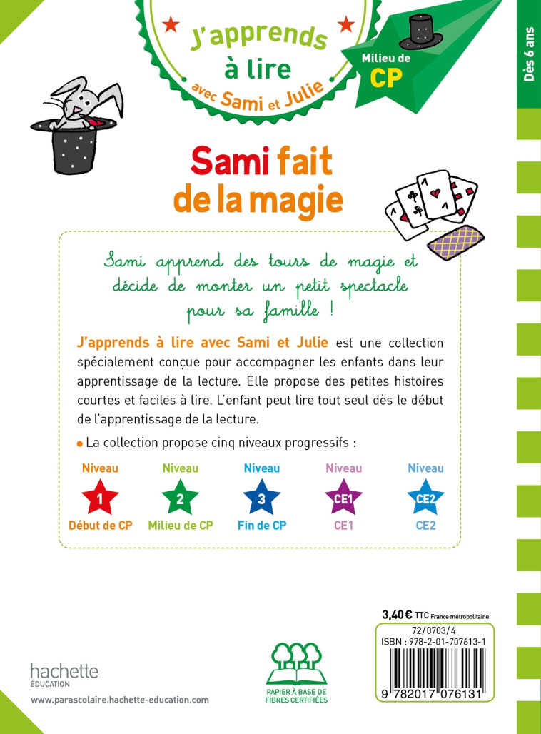 Sami et Julie CP Niveau 2 Sami fait de la magie - Thérèse Bonté - HACHETTE EDUC