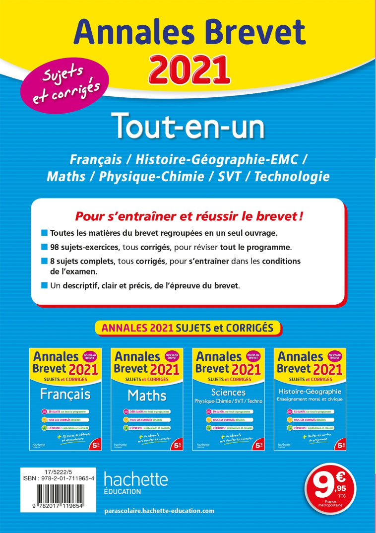 Annales Brevet 2021 Tout-en-Un - Brigitte Réauté - HACHETTE EDUC