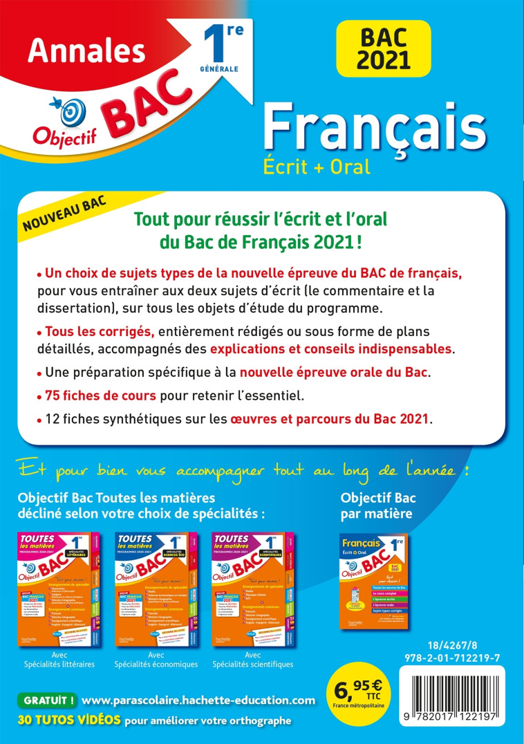 Annales Bac 2021 Français 1ères - Isabelle Lisle - HACHETTE EDUC