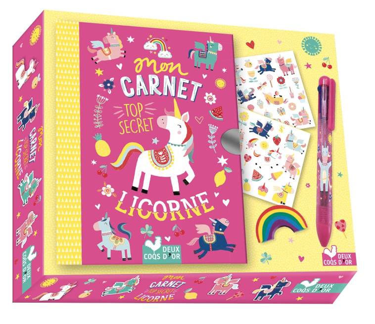 Mon carnet top secret licorne - coffret avec accessoires - Louise Anglicas - DEUX COQS D OR