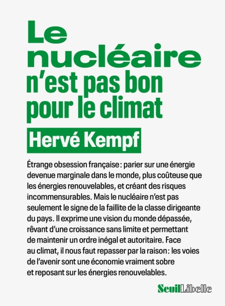 Le nucléaire n est pas bon pour le climat - Hervé Kempf - SEUIL