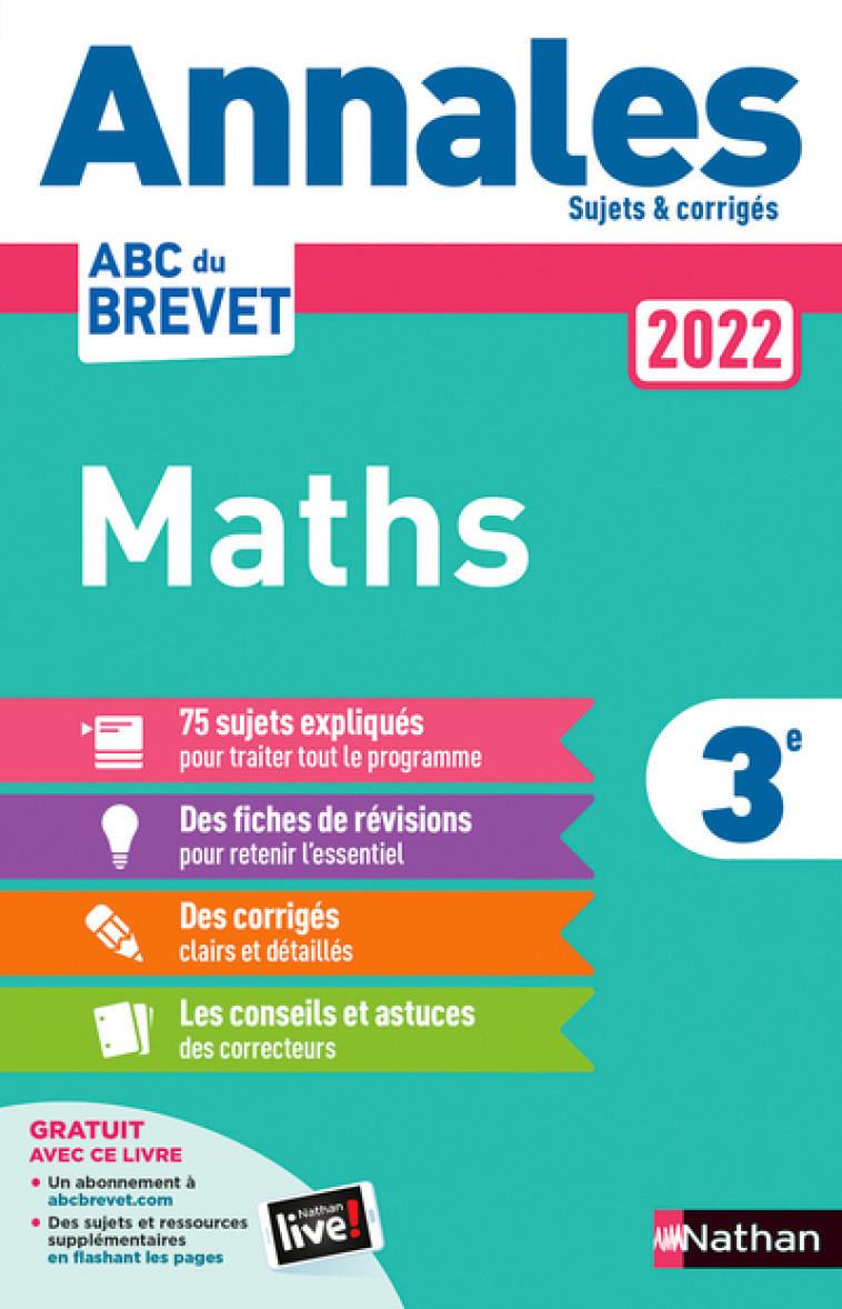 Annales Brevet 2022 Maths - Corrigé - Gilles Mora - NATHAN