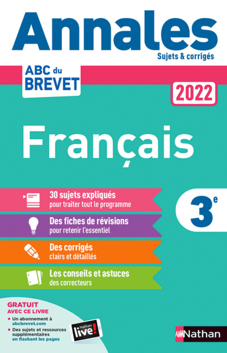 Annales Brevet 2022 - Français - Corrigé - Thomas Bouhours - NATHAN