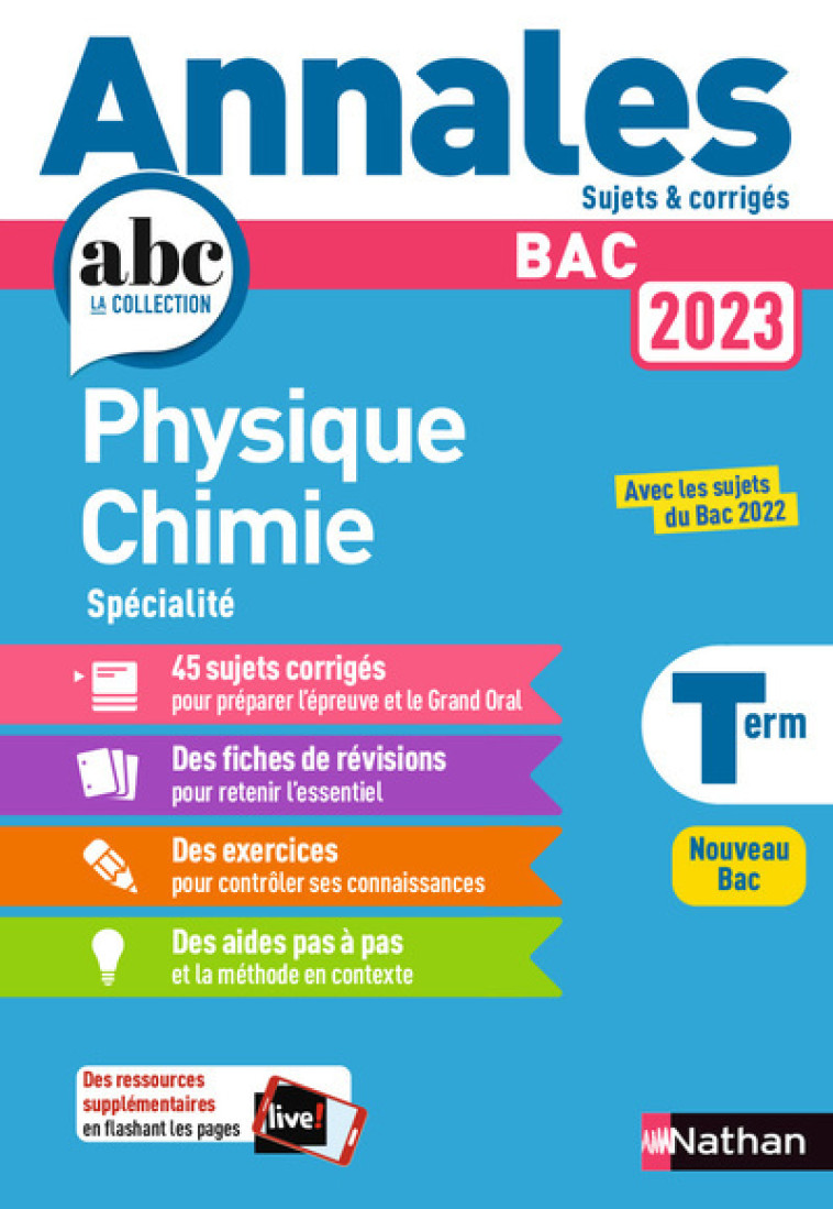 Annales BAC 2023 Physique Chimie Terminale - Corrigé - Karine Marteau-Bazouni - NATHAN