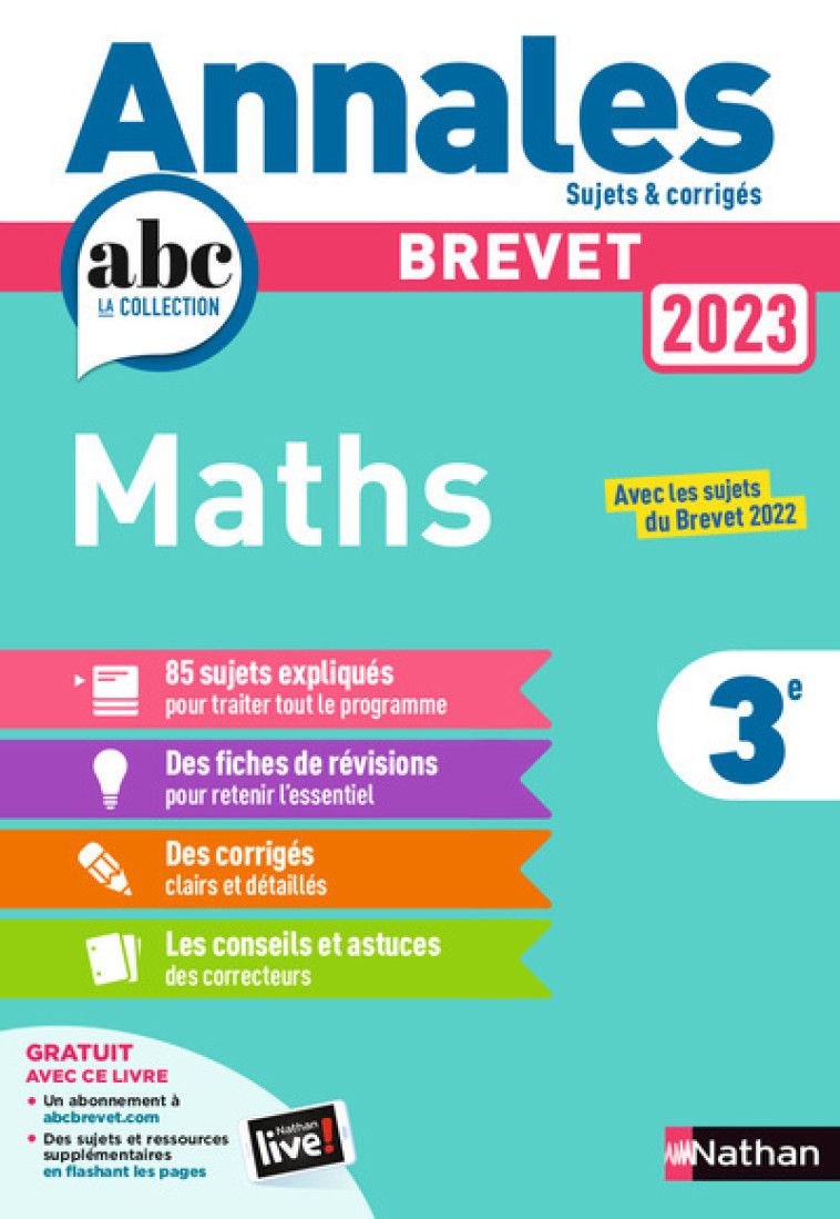 Annales Brevet 2023 Maths - Corrigés - Carole Feugère - NATHAN