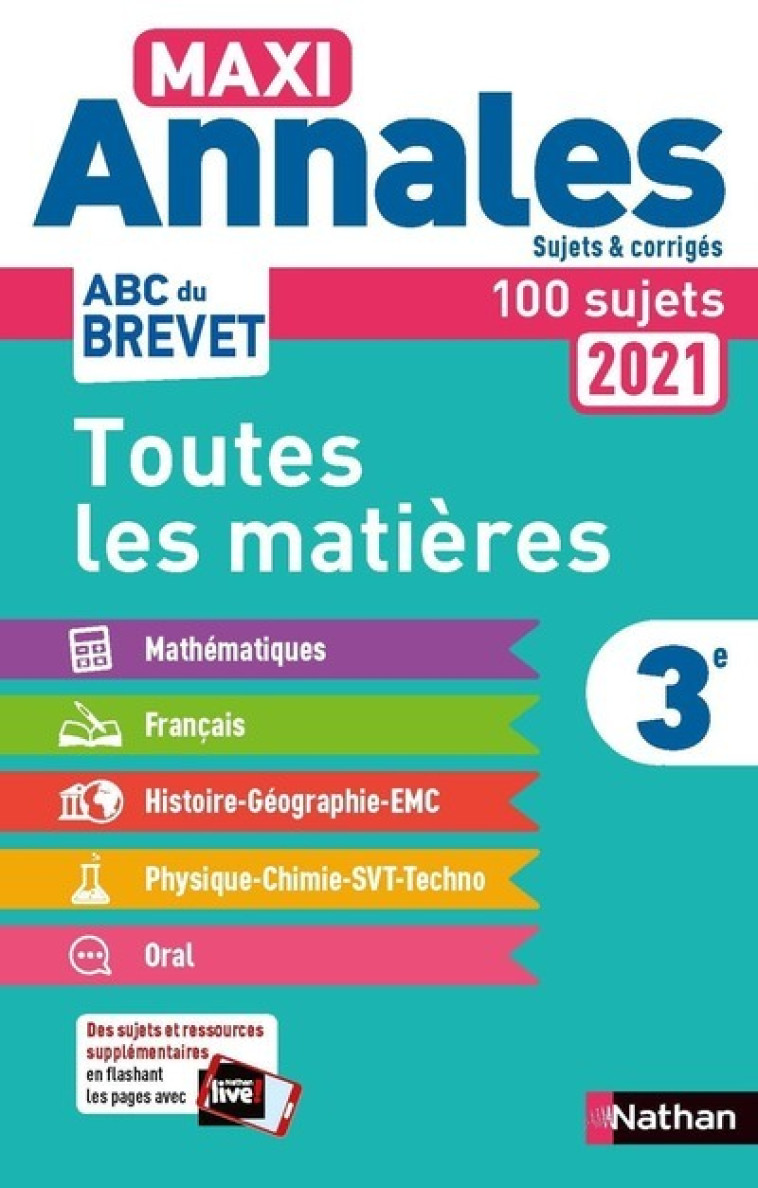 Maxi Annales Brevet 3e 2021 - Corrigé - Carole Feugère - NATHAN