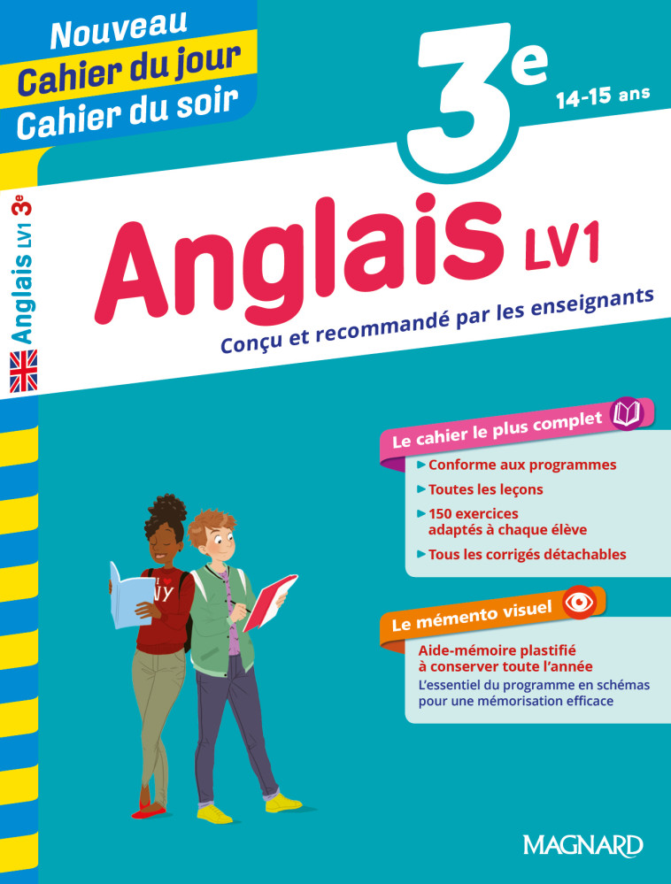 Anglais 3e - Cours, 150 exercices et aide-mémoire visuel - Nouveau Cahier du jour Cahier du soir - Jean Cureau - MAGNARD