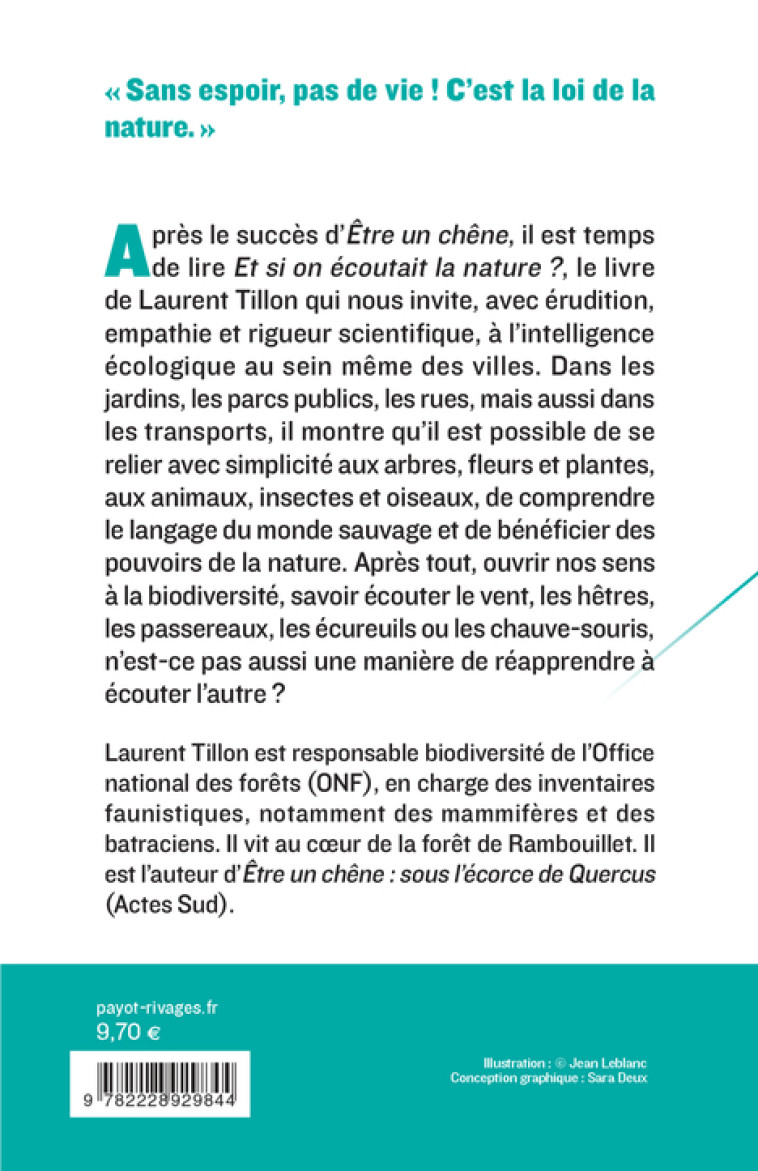 Et si on écoutait la nature ? - Laurent Tillon - PAYOT