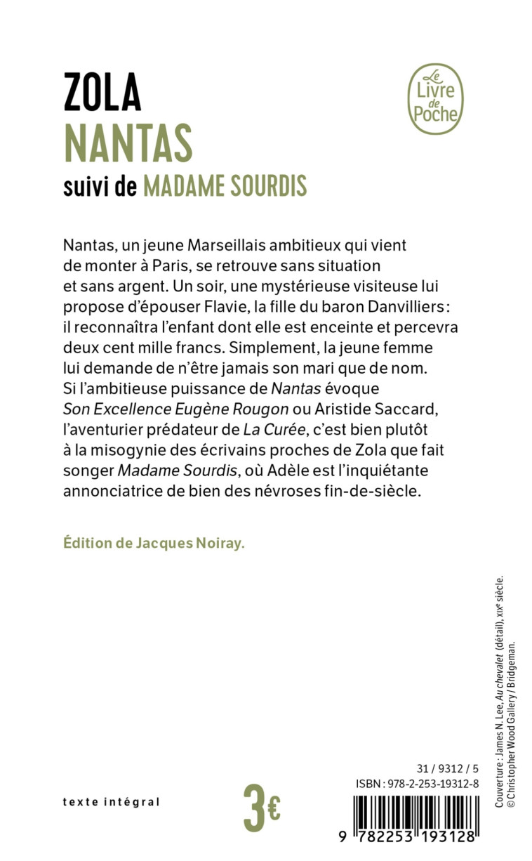 Nantas suivi de Madame Sourdis - Émile Zola - LGF