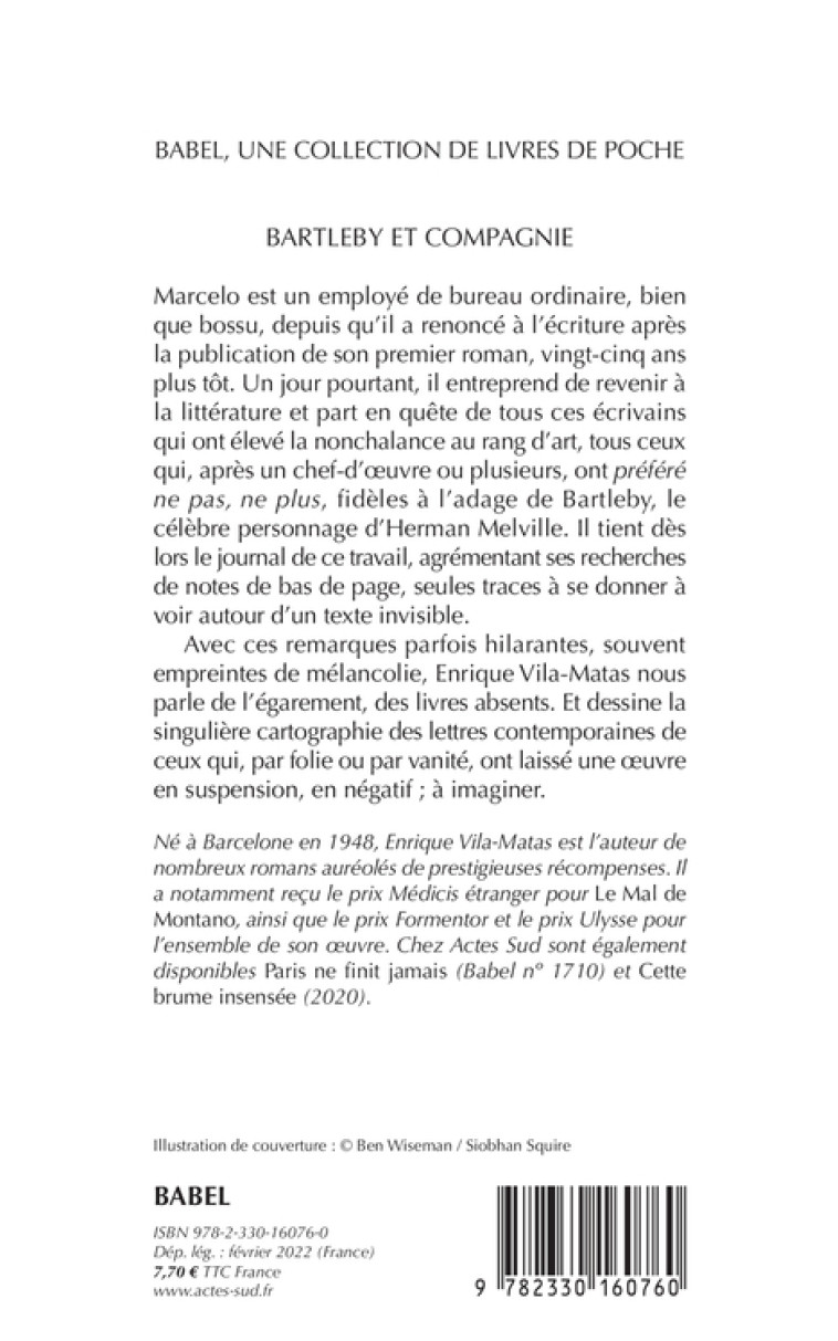 Bartleby et compagnie - Enrique VILA-MATAS - ACTES SUD