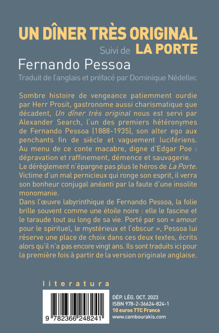 Un dîner très original suivi de La porte - Fernando Pessoa - CAMBOURAKIS