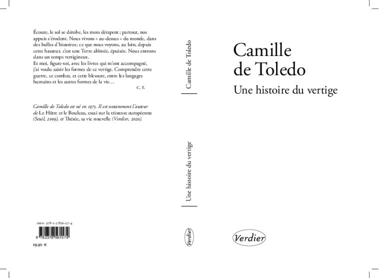 Une histoire du vertige - Camille De Toledo - VERDIER