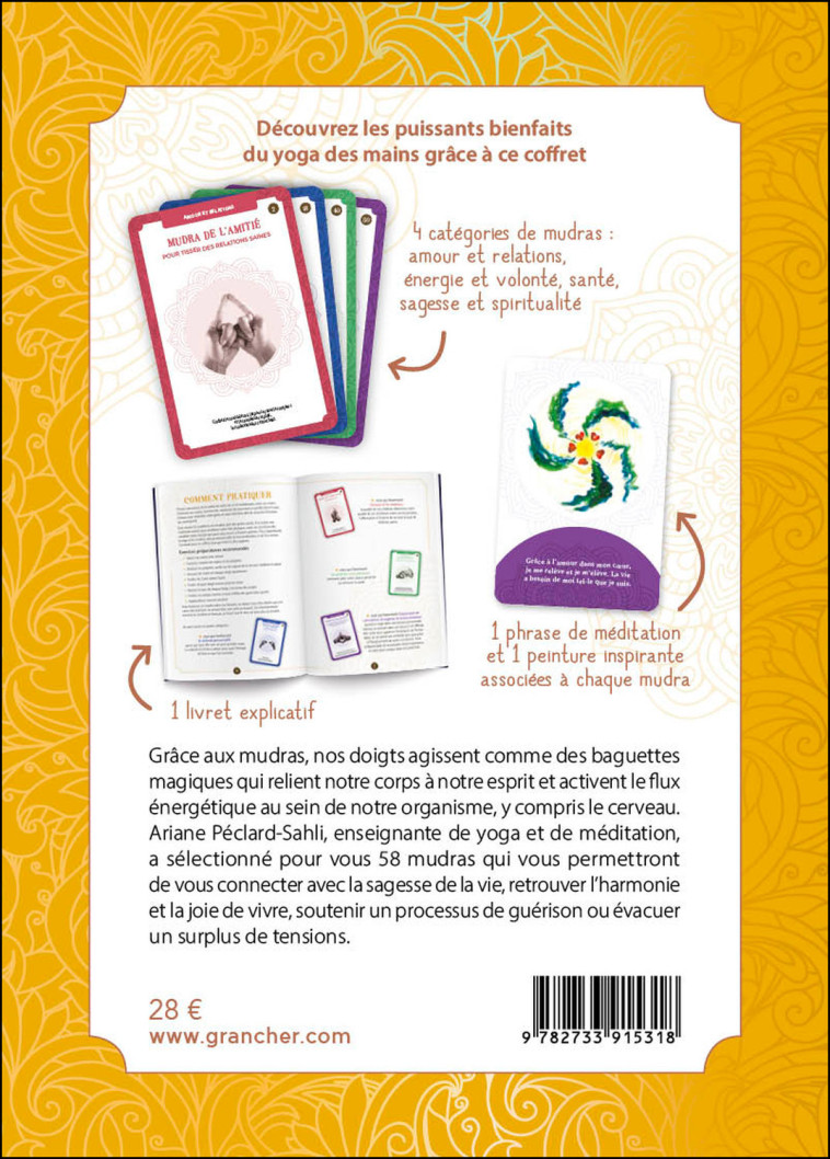 Mes cartes de Mudras - 58 positions de yoga des mains pour améliorer ma santé et mon bien-être - Coffret - Ariane Péclard-Sahli - GRANCHER