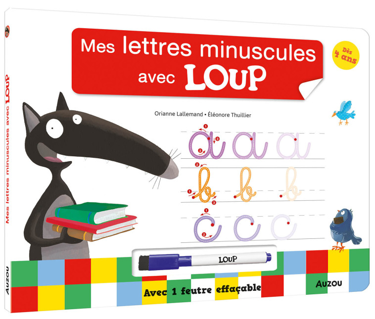 LIVRE ARDOISE - LES LETTRES MINUSCULES AVEC LOUP - Orianne Lallemand - AUZOU